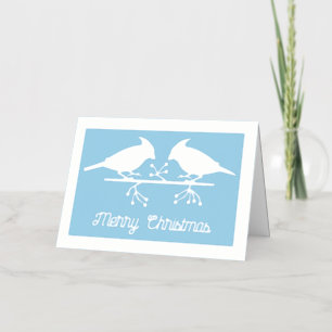 Cute Christmas Cardinals and Red Berries Custom Foil Greeting Card