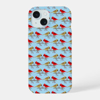 Cute Christmas Cardinals and Red Berries Patterned