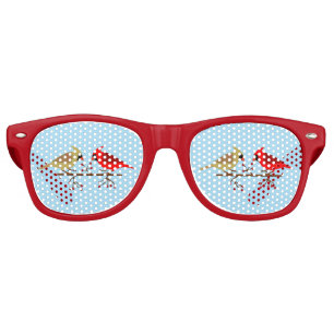 Cute Christmas Cardinals and Red Berries Retro Sunglasses