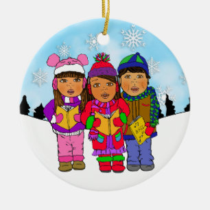 Cute Christmas Carolers Personalized Holiday Ceramic Tree Decoration