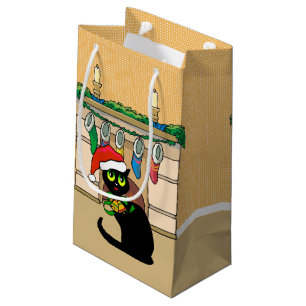 Cute Christmas Cartoon Cat Small Gift Bag
