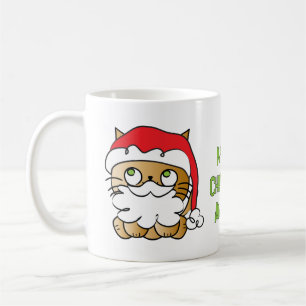 Cute Christmas Cartoon Santa Cat Personalised Coffee Mug