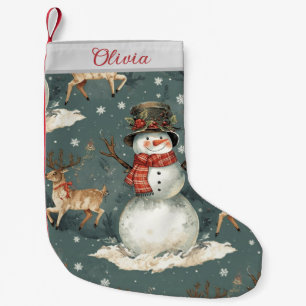 Cute Christmas Cartoon Snowman Small Christmas Stocking