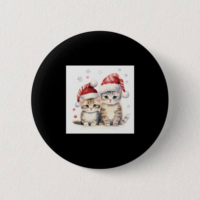 Cute Christmas Cat   6 Cm Round Badge (Front)