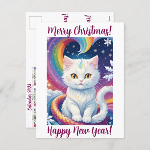 Cute Christmas Cat Calendar 2025 Personalised Holiday Postcard