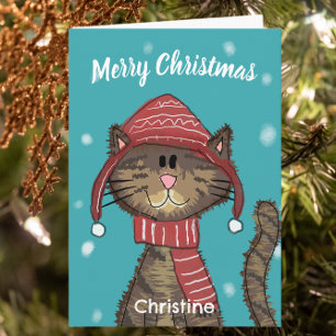 Cute Christmas Cat Cartoon Card