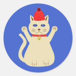 Cute Christmas Cat Classic Round Sticker