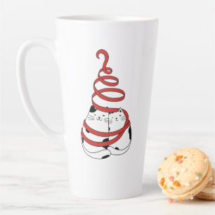 Cute Christmas cat couples in love minimalist Latte Mug