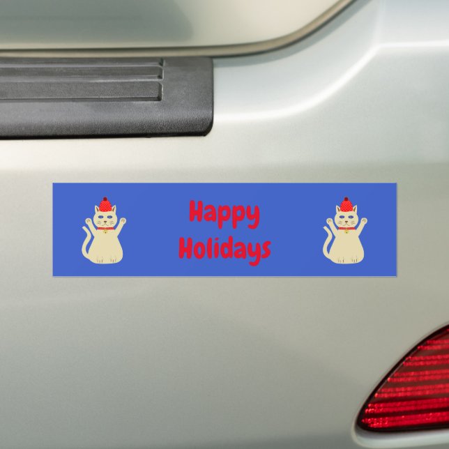 Cute Christmas Cat Custom Bumper Sticker (On Car)