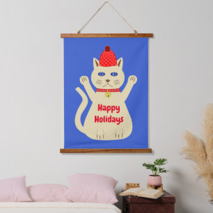 Cute Christmas Cat Custom Hanging Tapestry