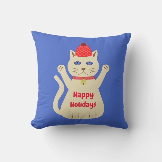 Cute Christmas Cat Custom Patterned Cushion (Front)