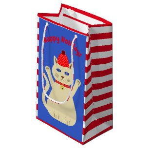 Cute Christmas Cat Custom Small Gift Bag
