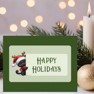 Cute Christmas Cat - Happy Holidays Postcard