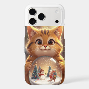 Cute Christmas Cat Holding Snow Globe Case