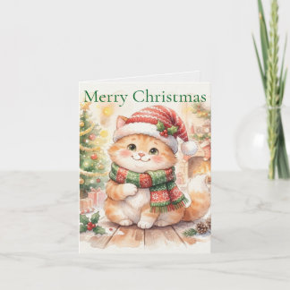Cute Christmas Cat Holiday Card