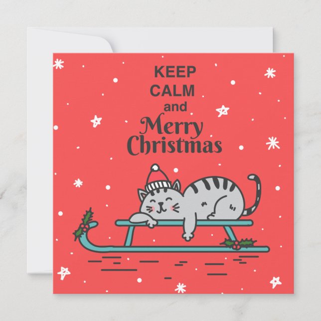 Cute Christmas Cat  Holiday Card (Front)