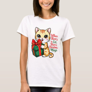 Cute Christmas Cat Holiday Gift for Cat lovers T-Shirt