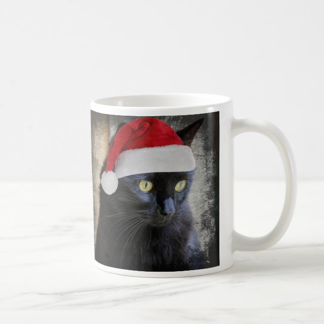 Cute Christmas Cat in Santa Hat, Coffee Mug (Right)