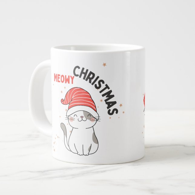 cute christmas cat large coffee mug (Front Left)