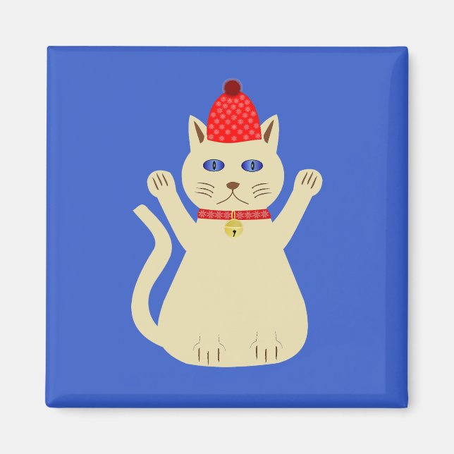 Cute Christmas Cat Magnet (Front)
