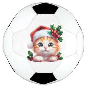 Cute Christmas Cat Ornament - Festive Holiday Gift Soccer Ball