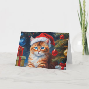 Cute Christmas Cat, Ornaments Holiday Card