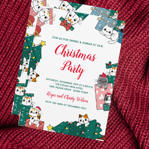 Cute Christmas cat Party Invitation