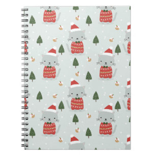 Cute Christmas Cat Pattern – Festive Holiday Notebook