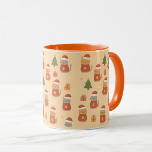 Cute Christmas Cat Pattern – Kawaii Festive Cats & Mug
