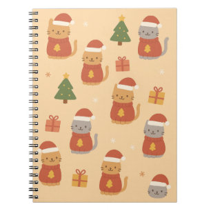 Cute Christmas Cat Pattern – Kawaii Festive Cats & Notebook
