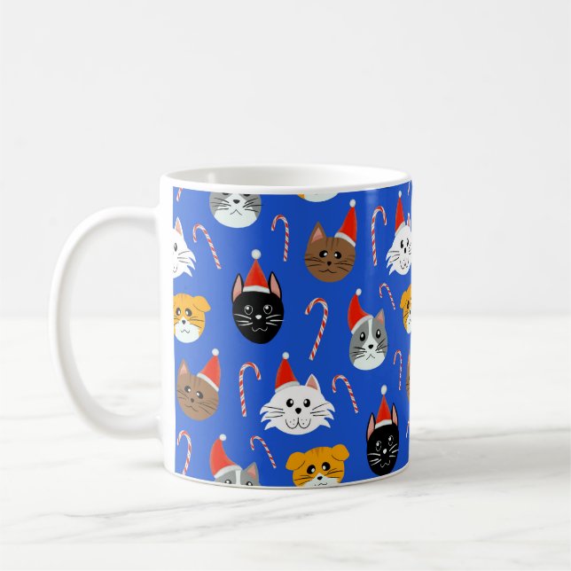 Cute Christmas Cat Patterned Coffee Mug (Left)