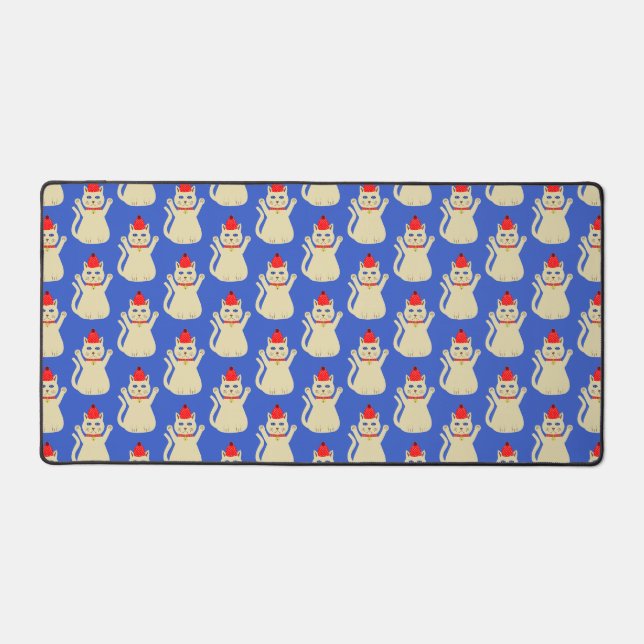 Cute Christmas Cat Patterned Desk Mat (Front)