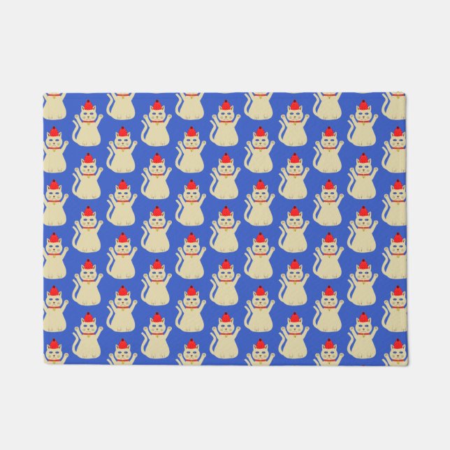 Cute Christmas Cat Patterned Doormat (Front)