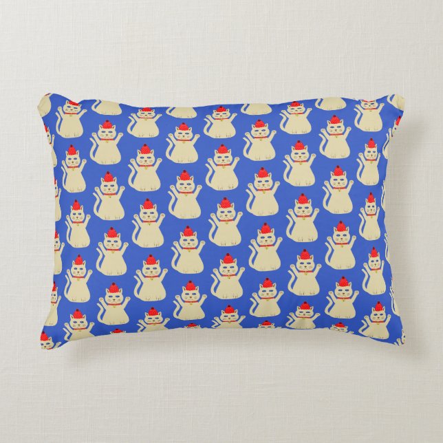 Cute Christmas Cat Patterned Double Side Decorative Cushion (Front)
