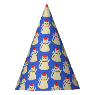 Cute Christmas Cat Patterned Party Hat