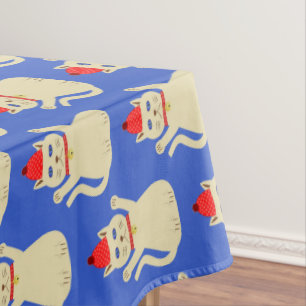 Cute Christmas Cat Patterned Tablecloth