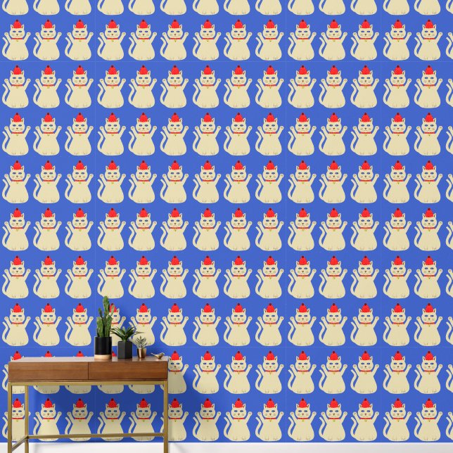 Cute Christmas Cat Patterned Wallpaper (Hallway)