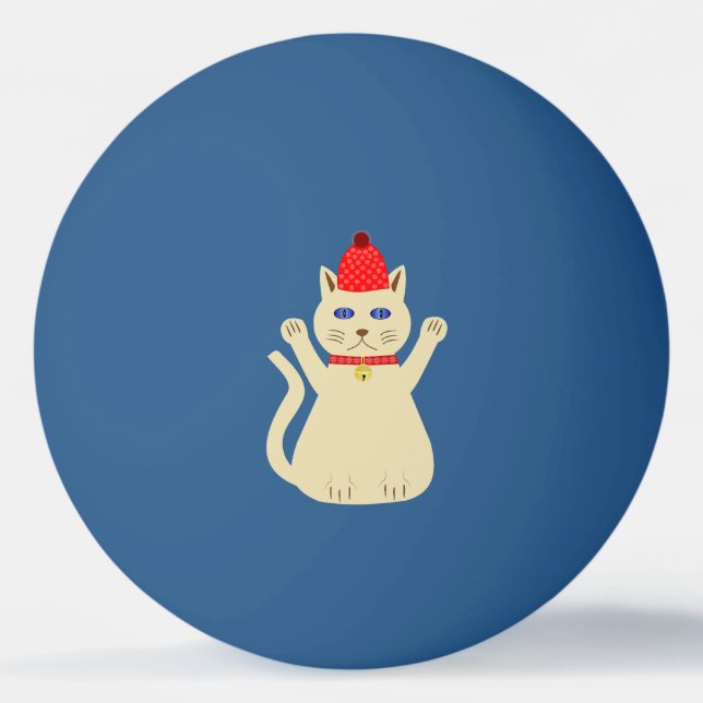 Cute Christmas Cat Ping Pong Ball (Front)