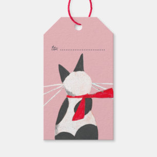 Cute Christmas Cat pink Holiday Gift Tags