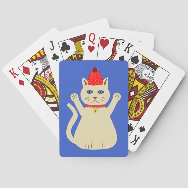 Cute Christmas Cat Playing Cards (Back)