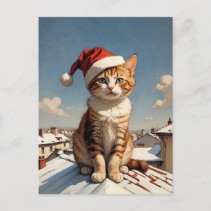 cute christmas cat postcard