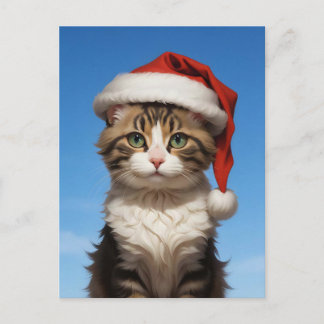 cute christmas cat postcard