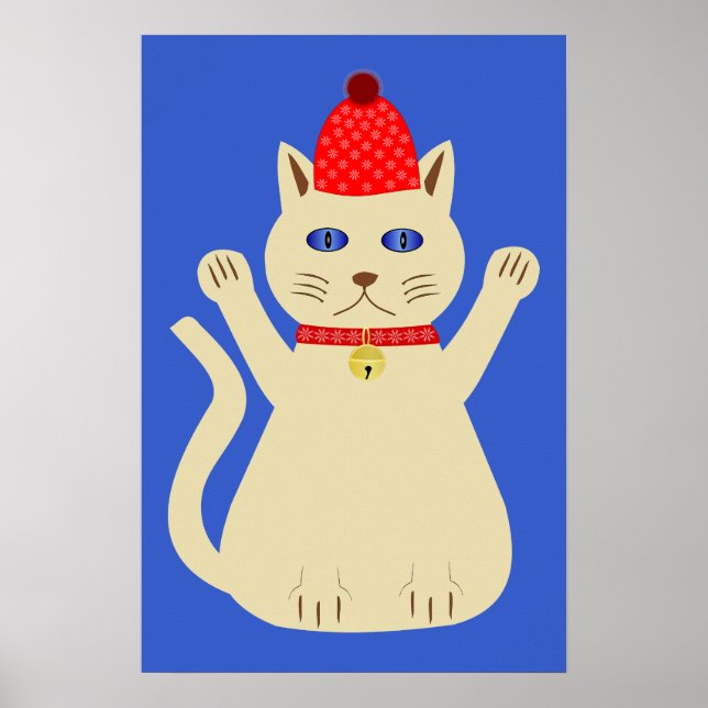 Cute Christmas Cat Poster (Front)