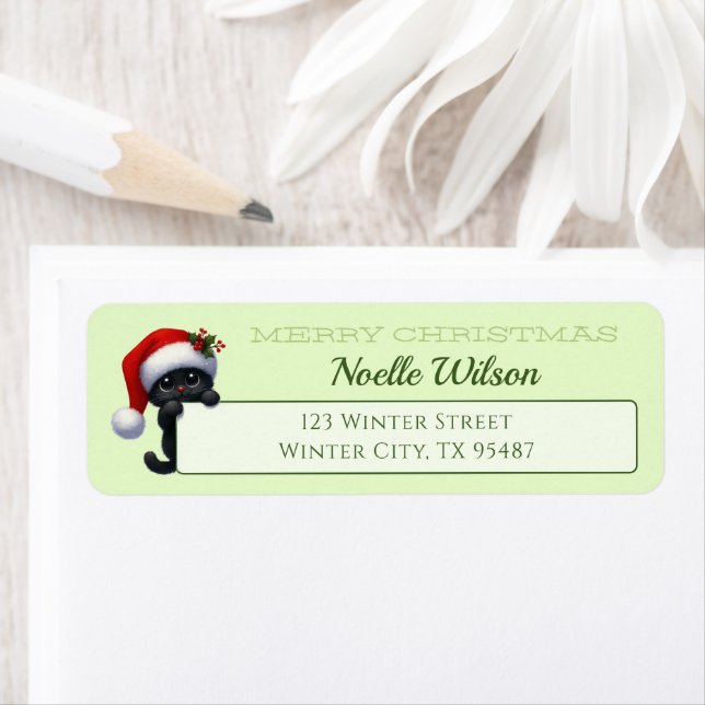 Cute Christmas Cat Return Address Label (Insitu)