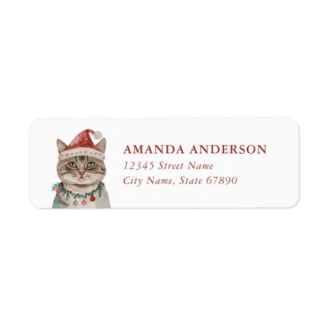 Cute Christmas Cat Return Address Labels (Front)