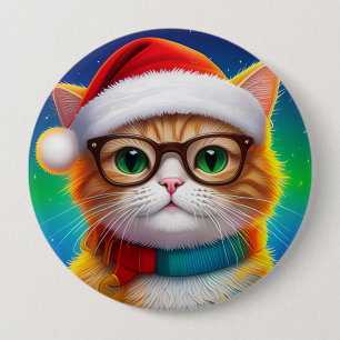 Cute Christmas Cat Santa Claus-68265 10 Cm Round Badge