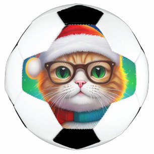 Cute Christmas Cat Santa Claus-68265 Soccer Ball