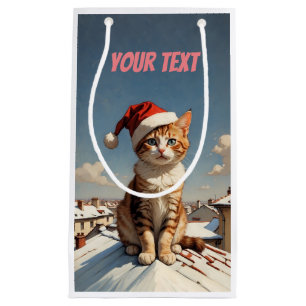cute christmas cat small gift bag