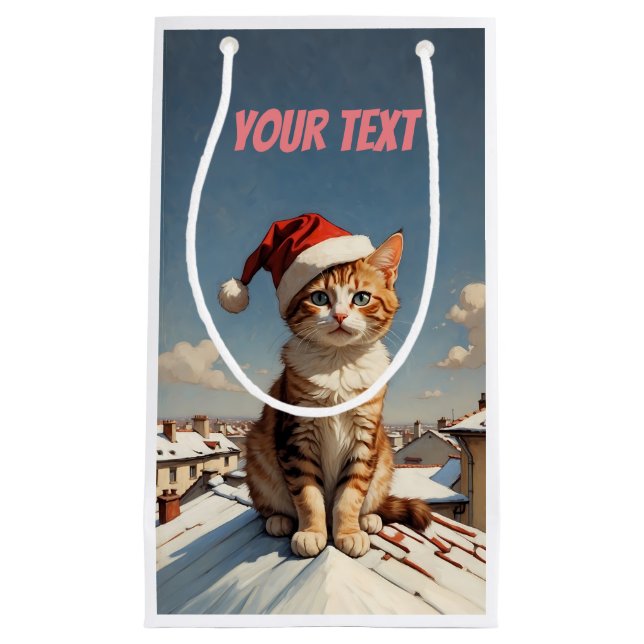 cute christmas cat small gift bag (Front)