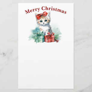Cute Christmas Cat Stationery